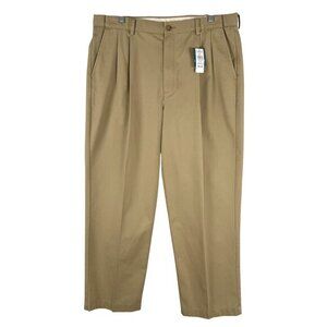 L.L. Bean Pant Size 38 Wrinkle Free Double L Chinos Hidden Comfort Pleated P2376